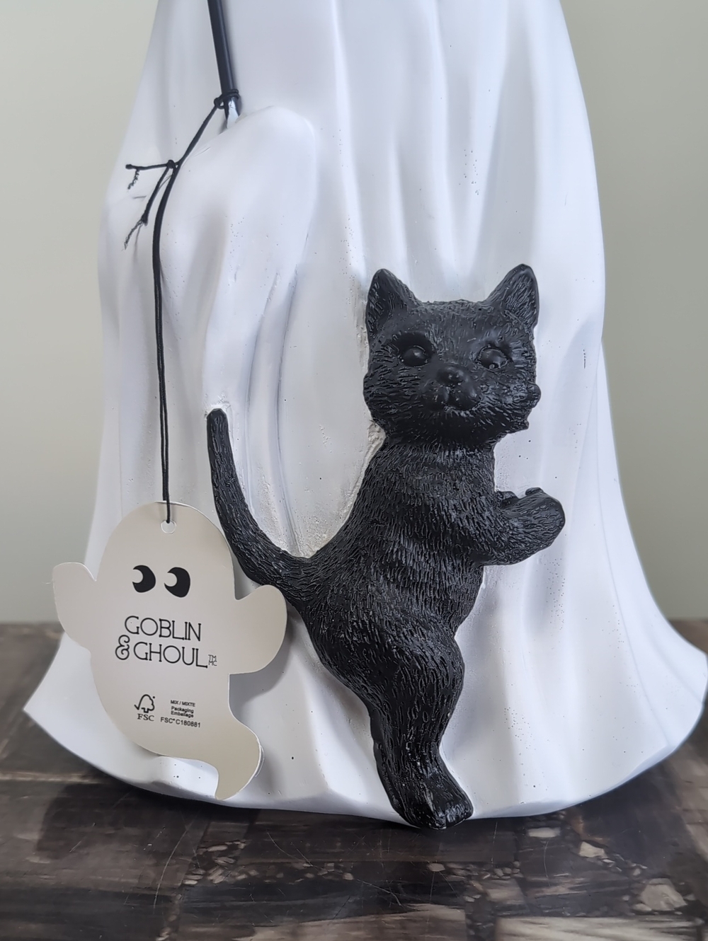 Goblin & Ghoul 13" Ghost with Black Cat & Umbrella Medium Tabletop Decor 👻 - Picture 4 of 9
